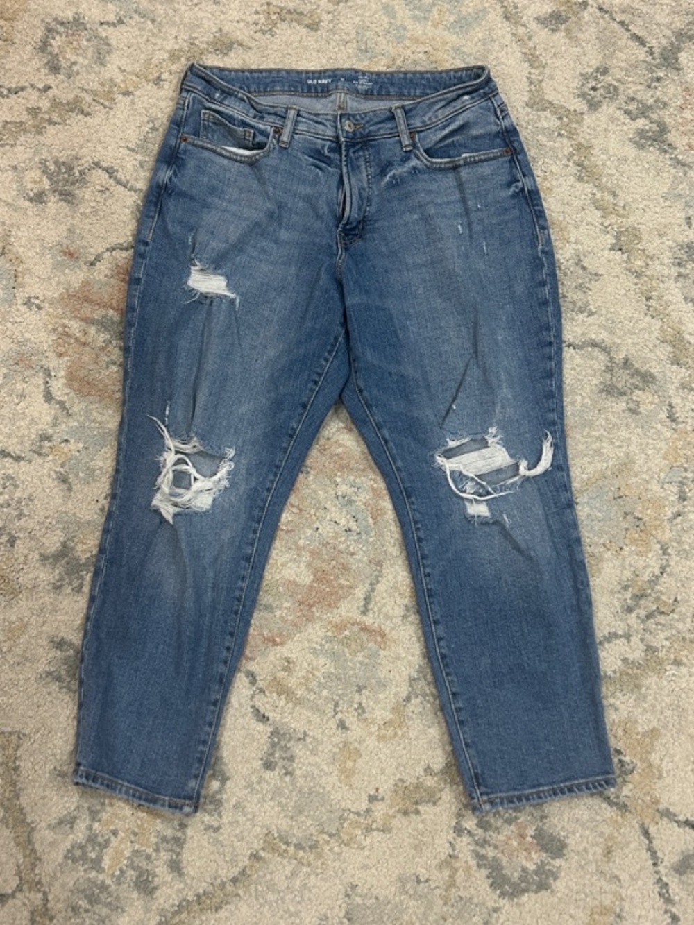 Old Navy Medium Blue Distressed Boyfriend Jeans